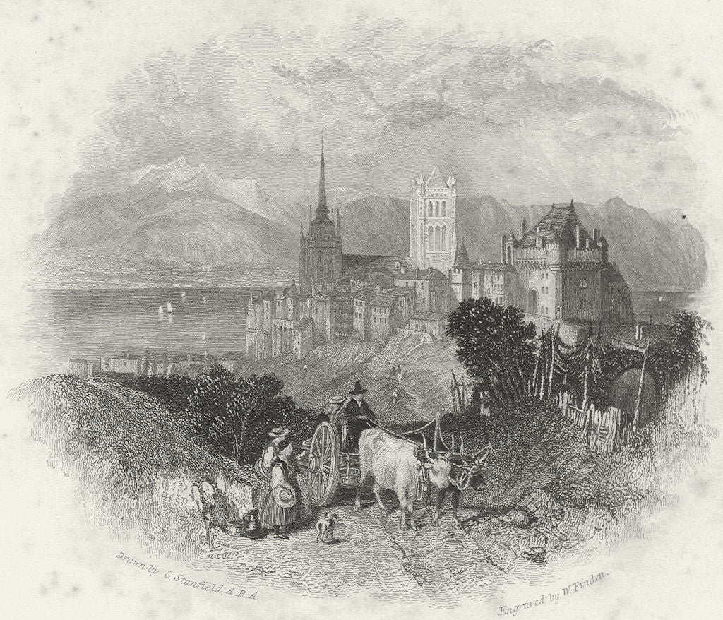 SWITZERLAND. Lausanne. Swiss. Fullarton-Finden 1850 old antique print picture